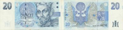 20 Kč 1994 sér. B 34 - proužek protíná GUVERNER