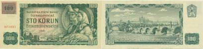 100 Kčs 1961  sér. G 90 (číslovač 1a) - kolkovaná      Baj. CZ 1e