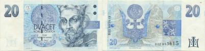 20 Kč 1994 sér. B 22 - proužek protíná GUVERNER