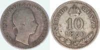 10 kr. 1860 V         "R"_mělce ražený portrét