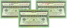 10 TKčs Odběrní poukaz Tuzex 1989 (3 ks)