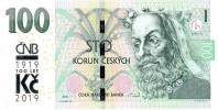 100 Kčs 2018 II. vydání (přítisk 100 let Kč 2019)  sér. M 06