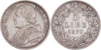 5 Lira 1870 R - XXIV.rok pontifikátu
