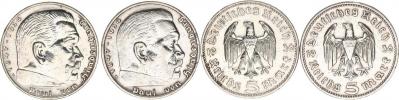 5 RM 1936 A - Hindenburg bez svastiky        2 ks