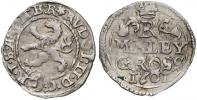Malý groš 1601 K. Hora - Špís. HN-12b, opis 7a (.D.G - R.I.S.A.G.H B.R)