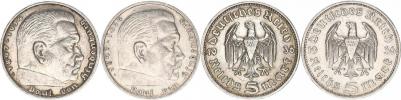 5 RM 1936 A - Hindenburg bez svastiky        2 ks_dr. rys.