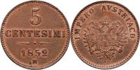 5 Centesimi 1852 M - menší typ