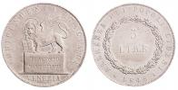 5 lira 1848 V, lev podstavci, Her. 9