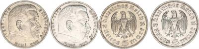 5 RM 1935 A - Hindenburg bez svastiky     2 ks