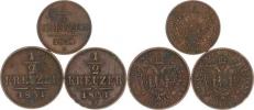 1/4 kr. 1851 A; +1/2 kr. 1851 A