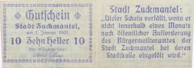 Zlaté Hory (Zuckmantel) - 10 Heller 1.1.1921