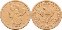 5 Dolar 1857 S - hlava Liberty