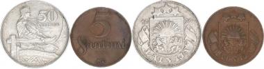 50 Santimu 1922; +5 Santimu 1922              2 ks